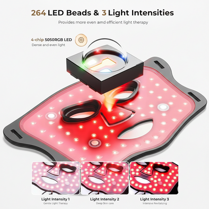 Red Light Therapy Mask with Cooling Gel Pack, 7-Color NIR 850Nm LED Face Mask, LED Light Therapy Mask (E106A) with Rechargeable Remote - 180 Mins Use, Red Light Mask Home Travel Gift, Black