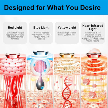 Red Light Therapy Mask for Face, Black | LED Face Mask Light Therapy, 3 Modes, Remote, Timing Function