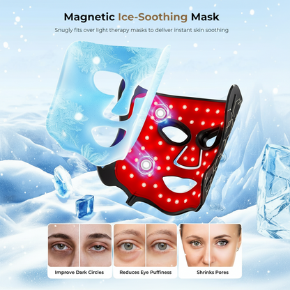 Red Light Therapy Mask with Cooling Gel Pack, 7-Color NIR 850Nm LED Face Mask, LED Light Therapy Mask (E106A) with Rechargeable Remote - 180 Mins Use, Red Light Mask Home Travel Gift, Black