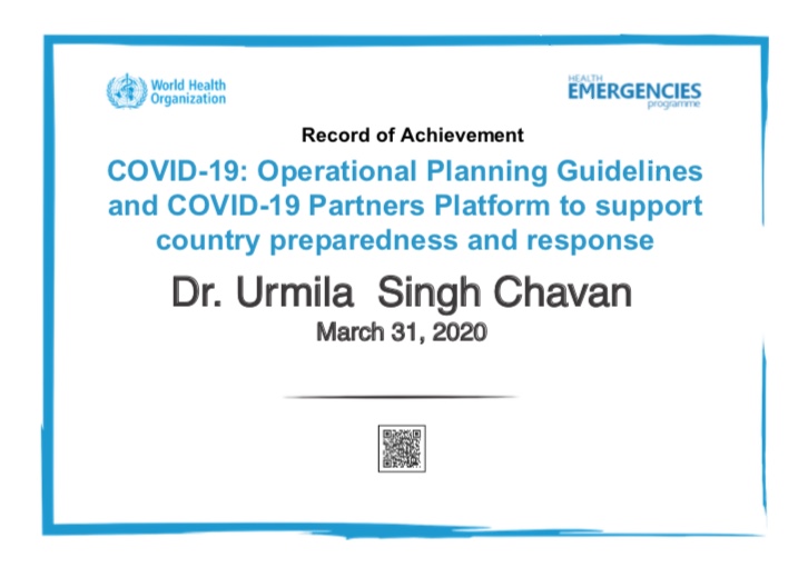 Dr Urmila`s certificate